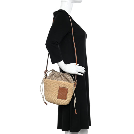 Calfskin Raffia Anagram Paulas Ibiza Pochette Bag Natural Tan
