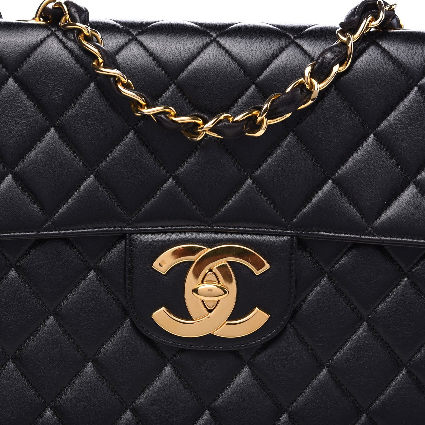 Lambskin Quilted Jumbo Single Flap Black