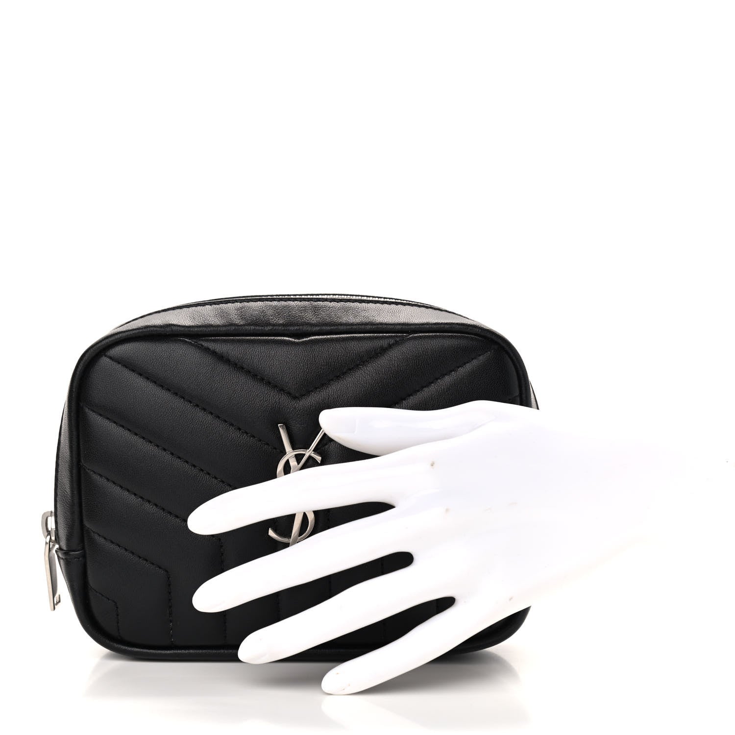 Saint Laurent Lambskin Y Quilted Monogram Loulou Cosmetic Case Black 2 of 8