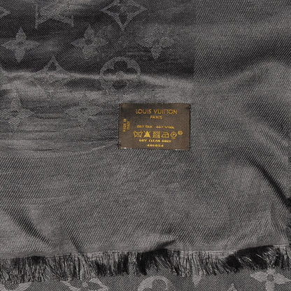 Louis Vuitton Wool Silk Monogram Shawl Anthracite 4 of 4