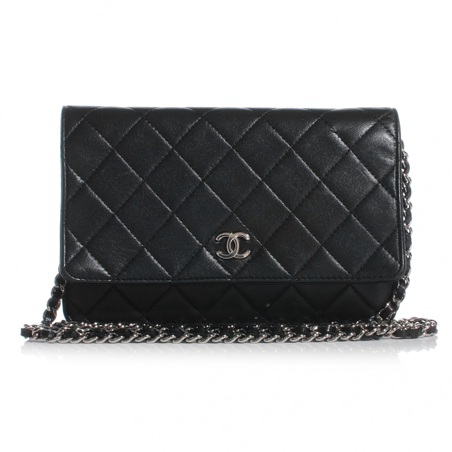 Chanel Lambskin Quilted Wallet On Chain WOC Black 1 of 8