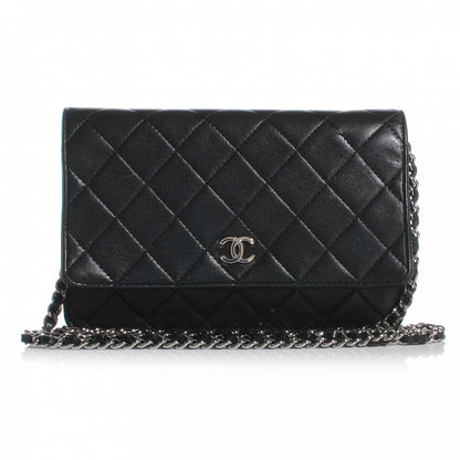 Chanel Lambskin Quilted Wallet On Chain WOC Black 1 of 8