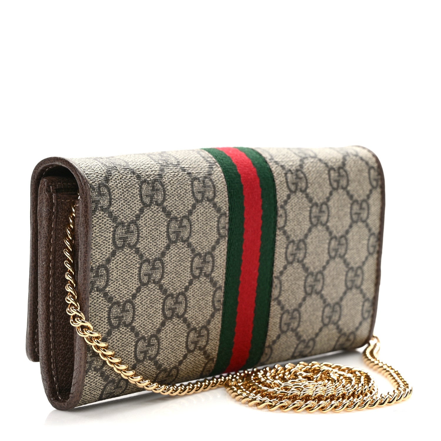 Gucci GG Supreme Monogram Web Ophidia Wallet On Chain Brown 3 of 10