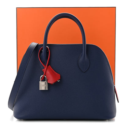 Hermes Epsom Tri-Color 1923 Bolide 25 Blue Saphir Blue Indigo Rouge Piment 11 of 11