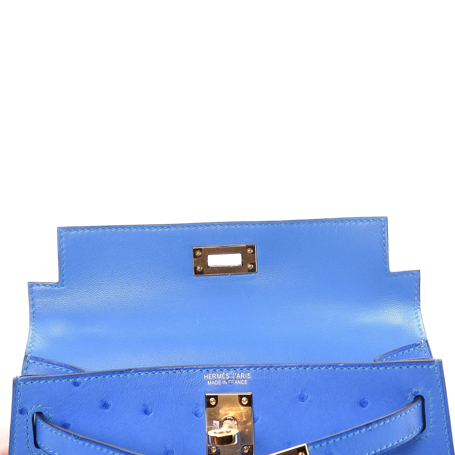 Ostrich Mini Kelly Sellier 20 Blueet