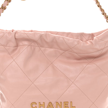 Chanel Shiny Calfskin Quilted Small Chanel 22 Light Pink 9 of 11