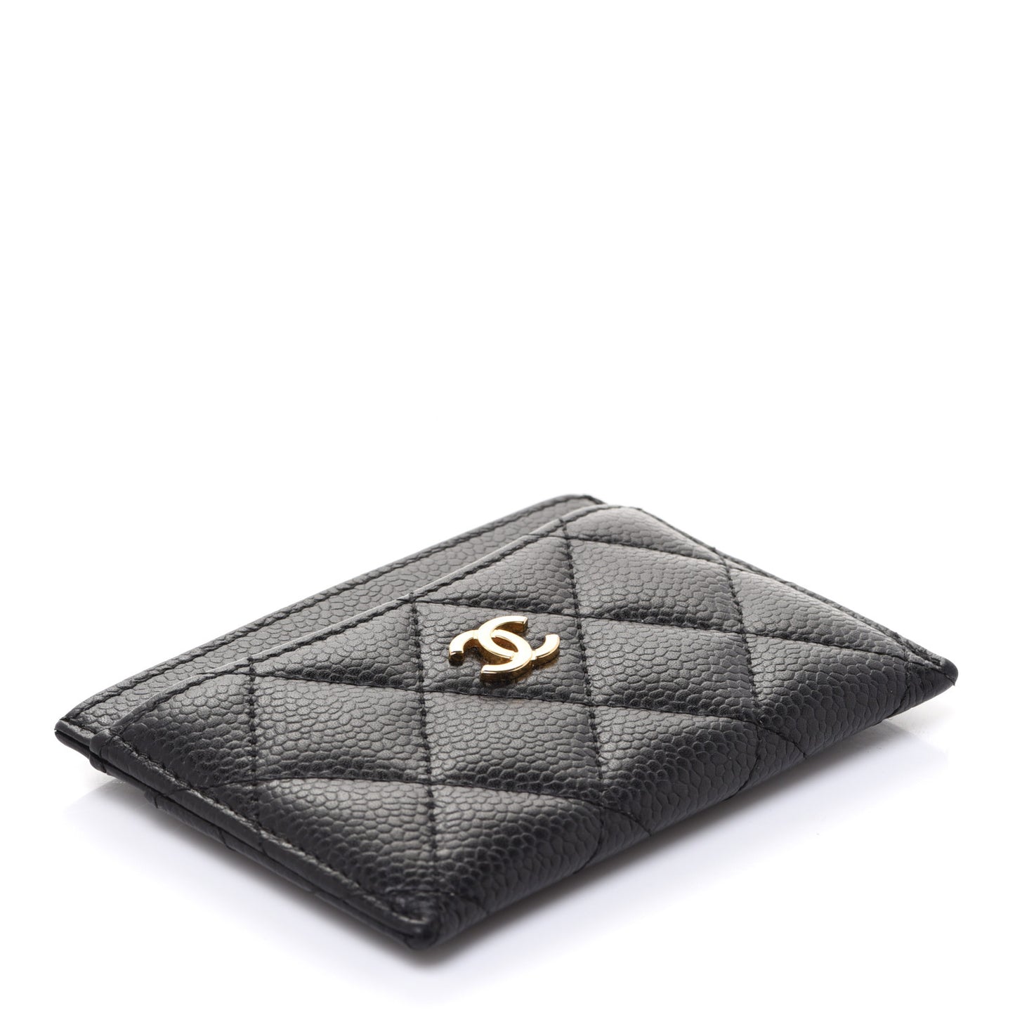 Caviar Quilted Card Holder Black