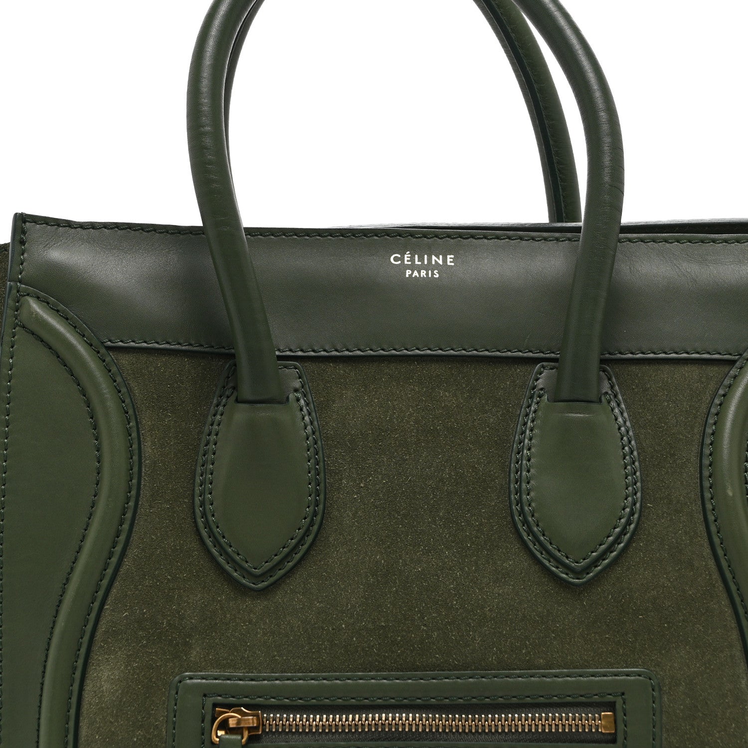 Celine Smooth Calfskin Suede Mini Luggage Green 8 of 10