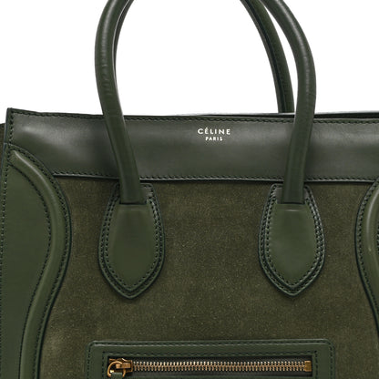 Celine Smooth Calfskin Suede Mini Luggage Green 8 of 10