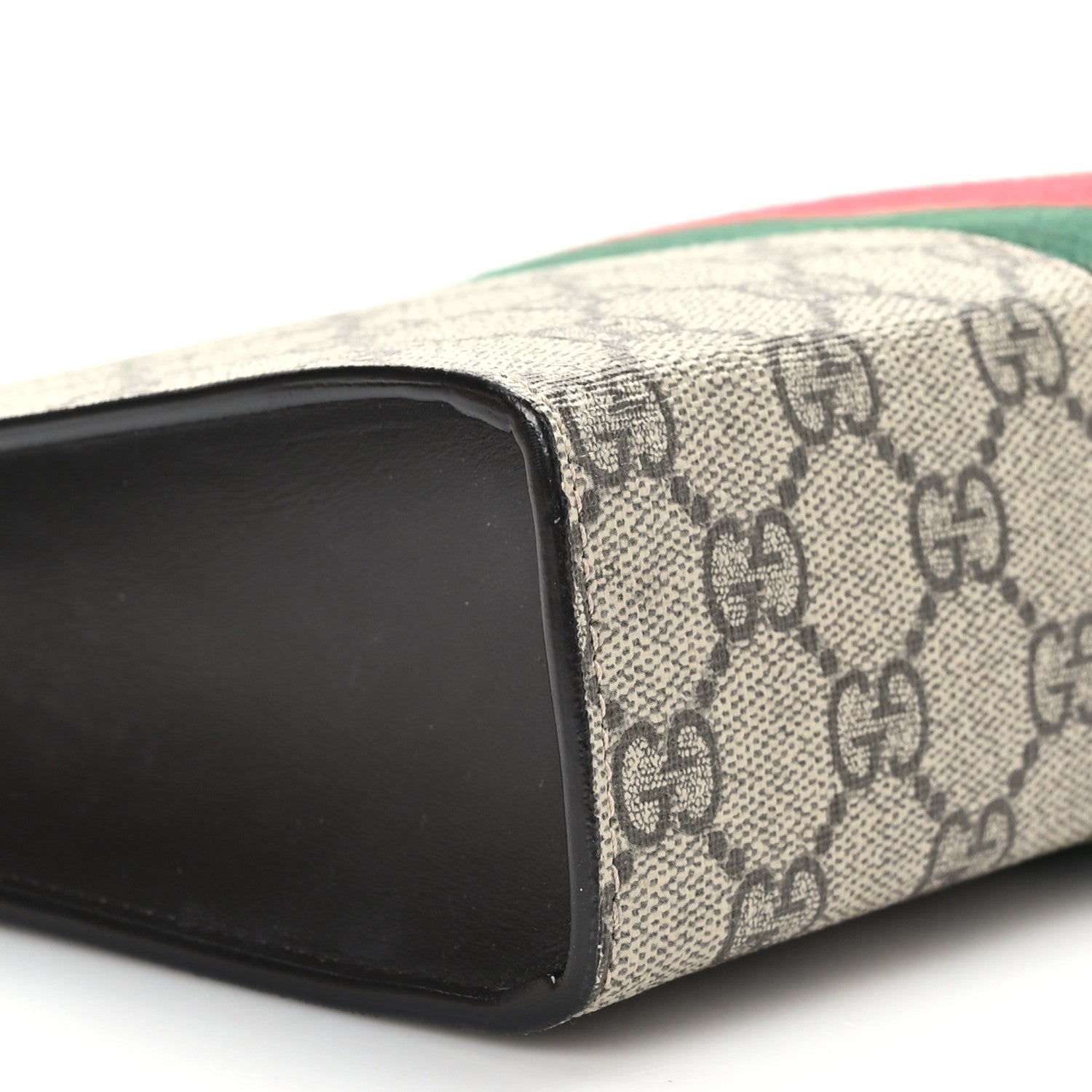 Gucci GG Supreme Monogram Selleria Calfskin Web New Web Cosmetic Case Beige Ebony Cocoa 8 of 9
