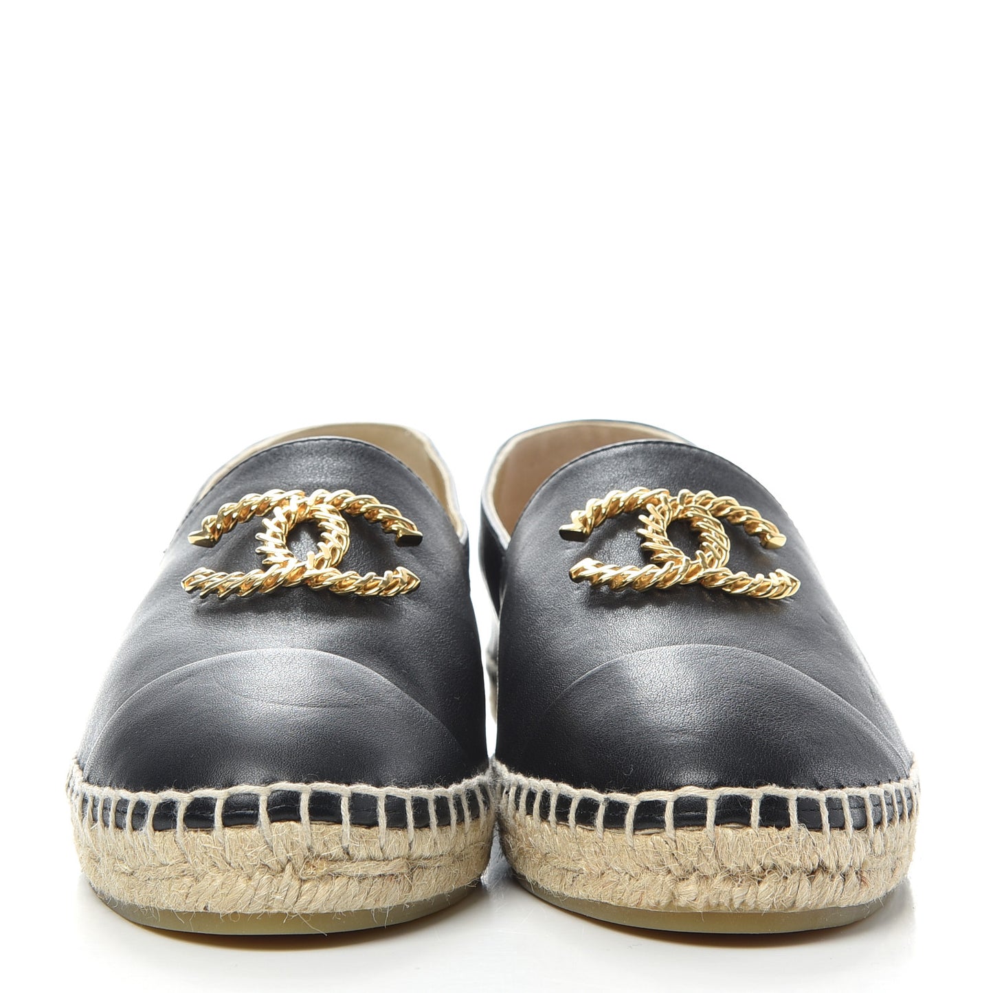 Calfskin Chain CC Espadrilles 39 Black