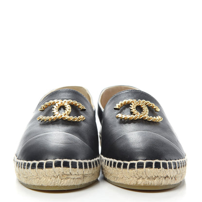 Chanel Calfskin Chain CC Espadrilles 39 Black 2 of 11