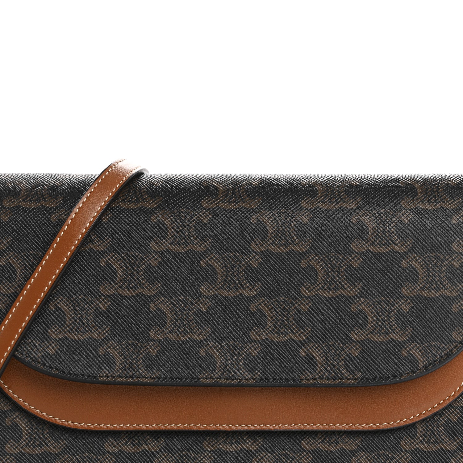Celine Triomphe Canvas Lambskin Wallet On Strap Tan 9 of 14