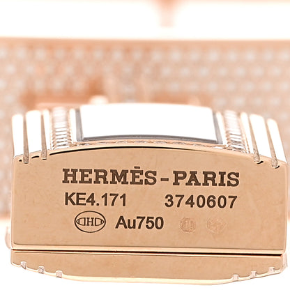 Hermes 18K Rose Diamond Pave 16mm Kelly Quartz Watch 4 of 5