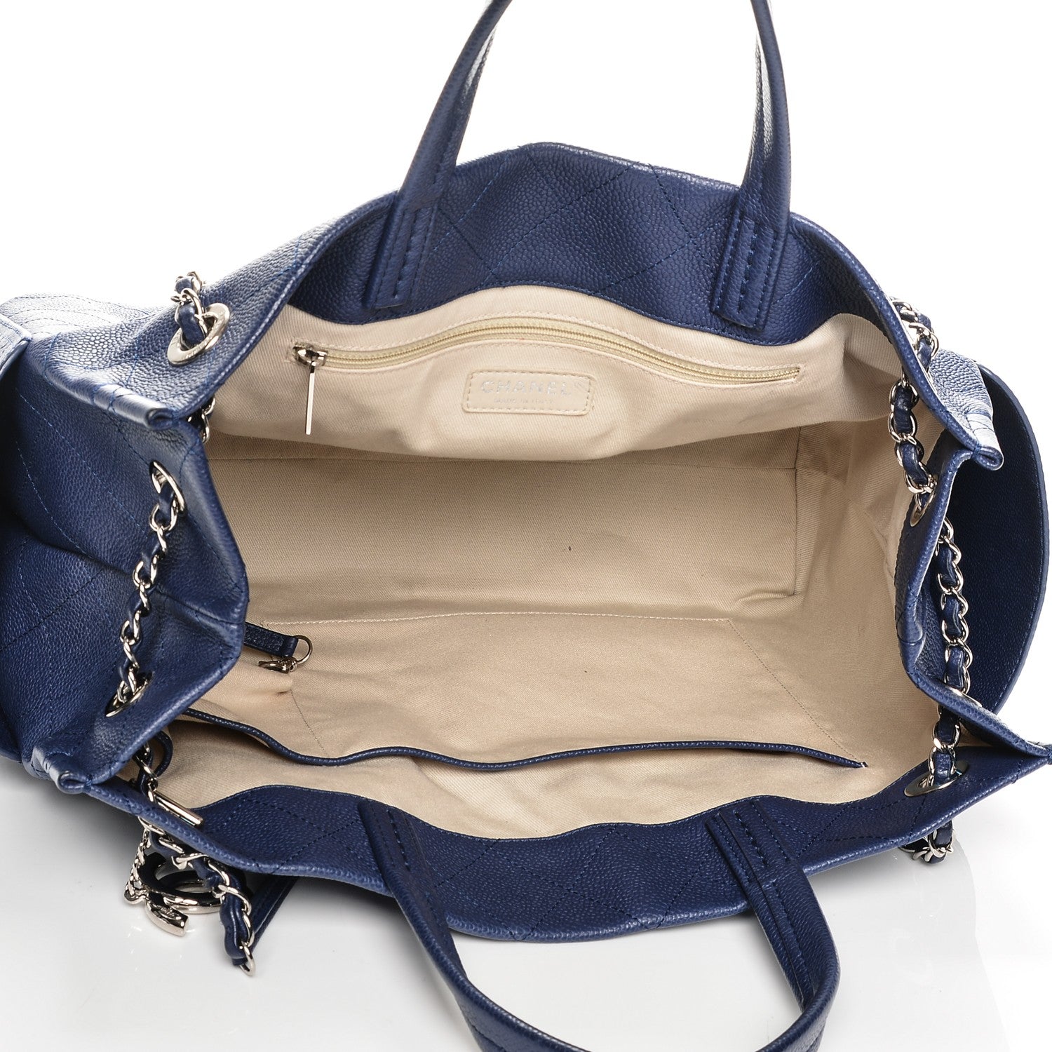 Chanel Grained Calfskin CC Pocket Tote Navy Blue 5 of 7
