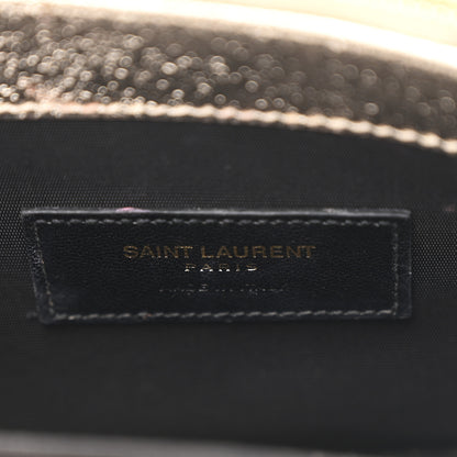Saint Laurent Metallic Crackled Calfskin Matelasse Chevron Monogram Envelope Chain Wallet Gold 6 of 13