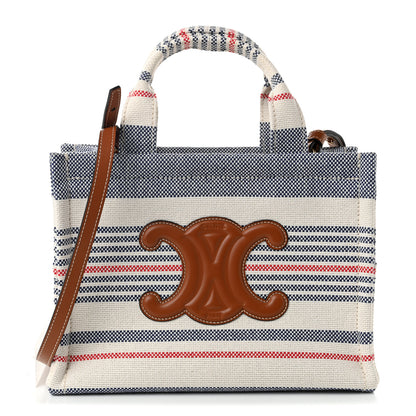 Celine Canvas Calfskin Striped Triomphe Small Cabas Thais Multicolor 1 of 9