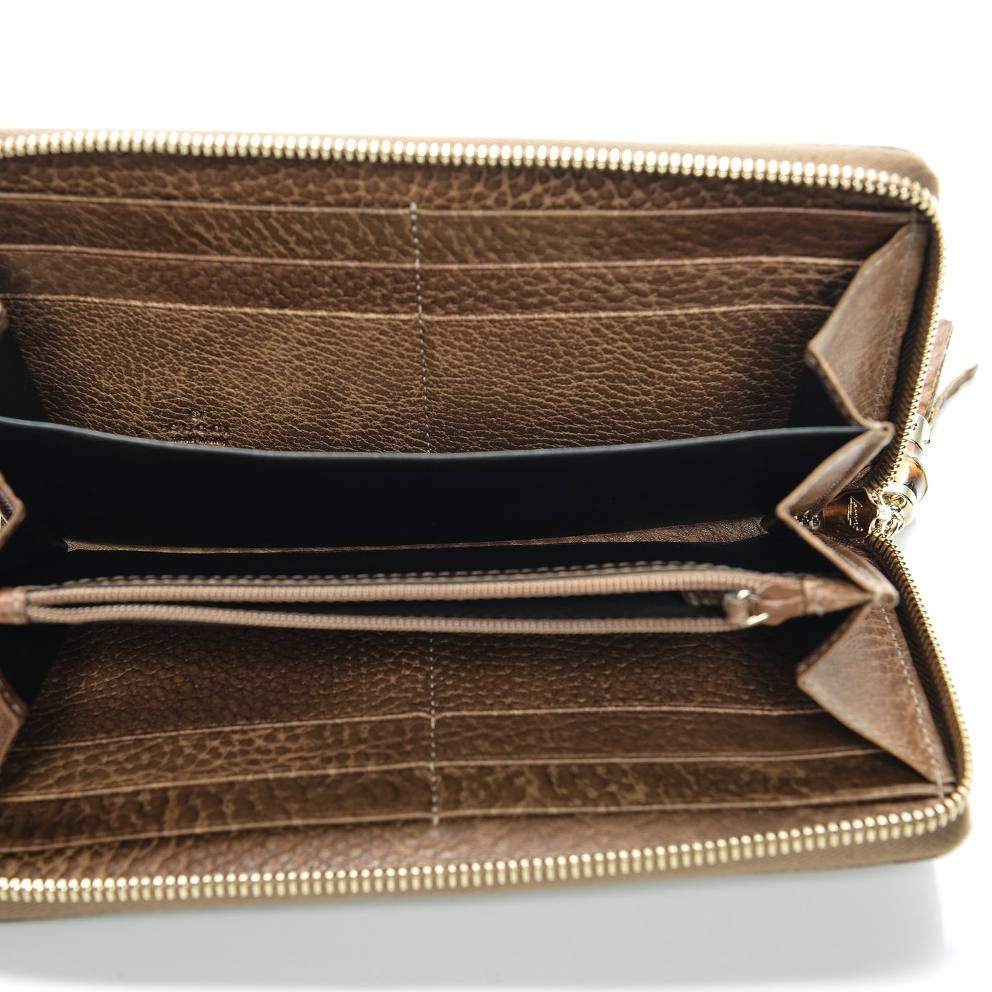 Guccissima Bamboo Tassel Zip Around Wallet Light Brown