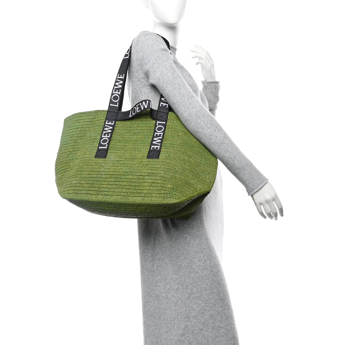Raffia Paulas Ibiza Fold Shopper Tote Green