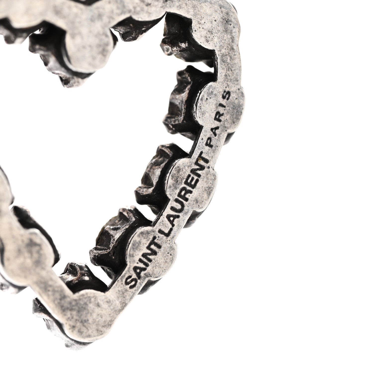 Saint Laurent Crystal Heart Drop Earrings Silver 4 of 5