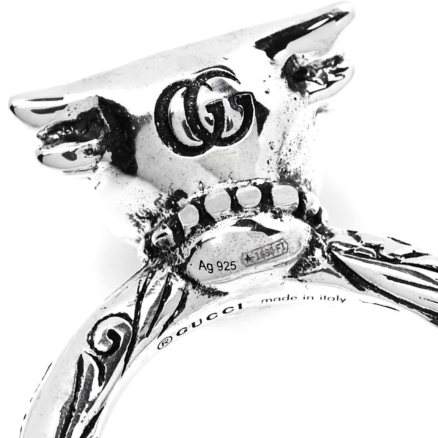 Gucci Sterling Silver Anger Forest Bull's Head Ring 54 7 4 of 4