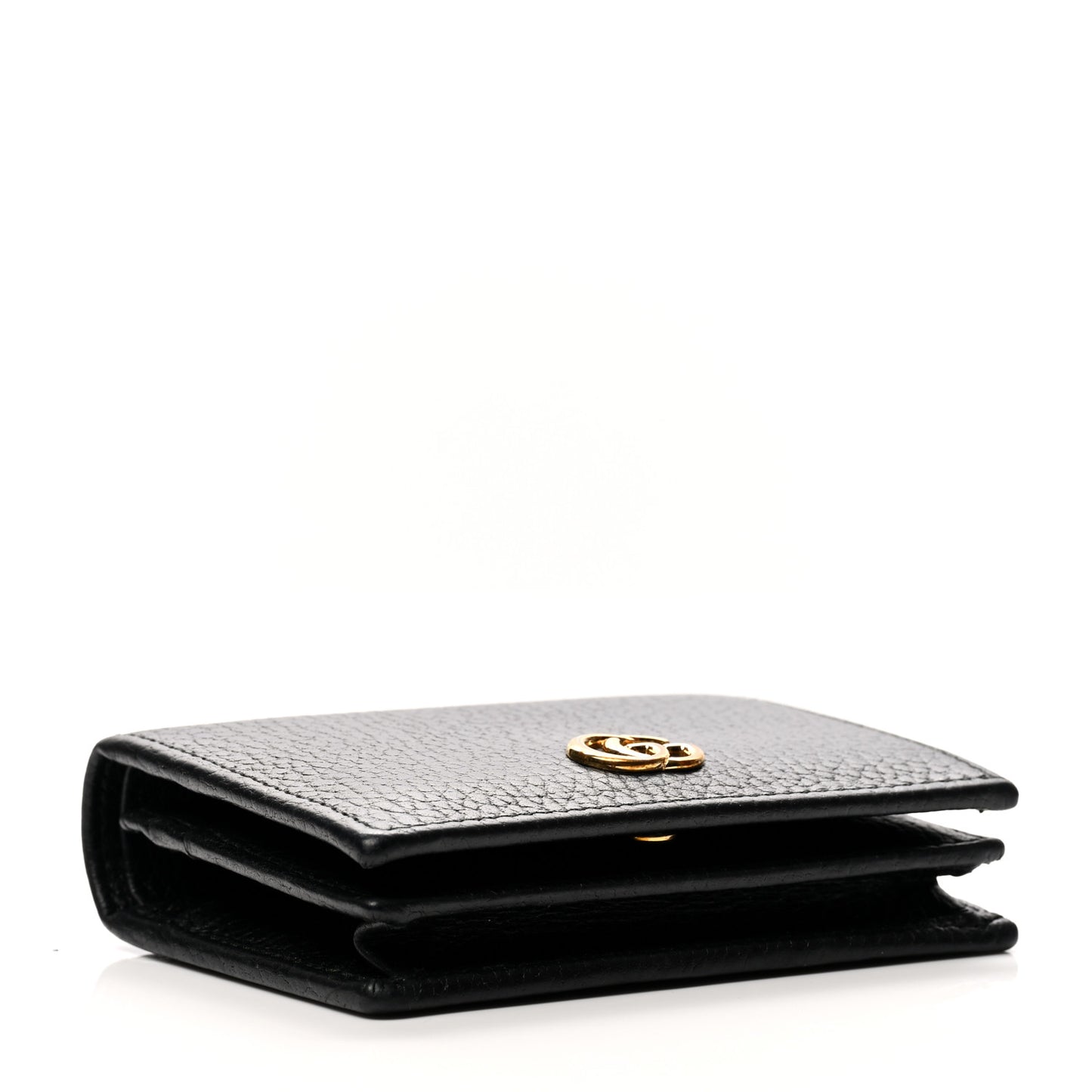 Pebbled Calfskin GG Marmont Card Case Black