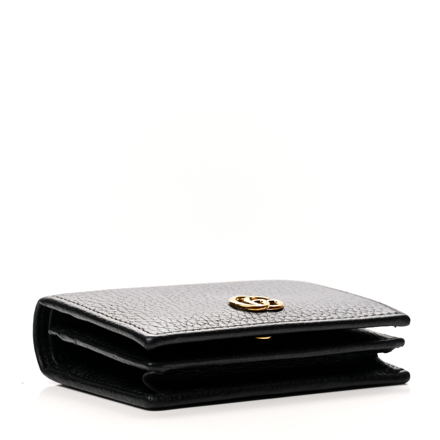 Gucci Pebbled Calfskin GG Marmont Card Case Black 3 of 6