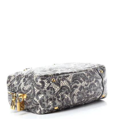 Prada Cervo Lux Print Lace Bauletto Bag Talco 4 of 11