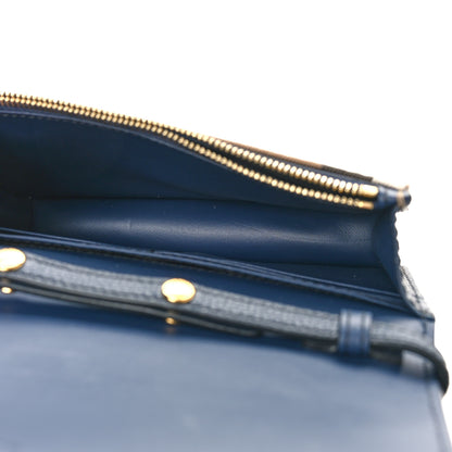 Burberry Grained Calfskin House Check Tartan Mix Hampshire Wallet On Chain Navy 5 of 8