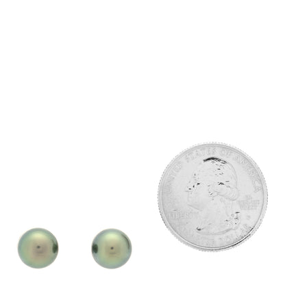 Mikimoto 18K White Gold Black South Sea Pearl 9mm Stud Earrings 2 of 5