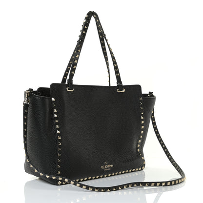 Valentino Garavani Pebbled Calfskin Medium Rockstud Tote Black 3 of 11