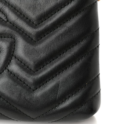 Gucci Calfskin Matelasse Mini GG Marmont Chain Bag Black 18 of 19