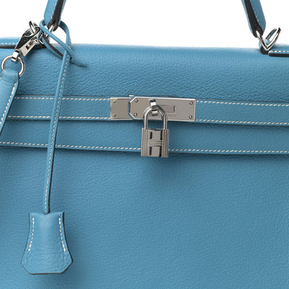 Hermes Taurillon Clemence Kelly Retourne 32 Blue Jean 8 of 12