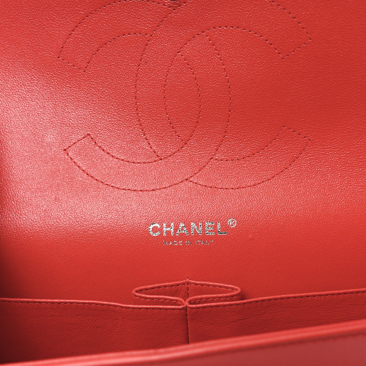 Patent Calfskin Quilted Medium Double Flap Red