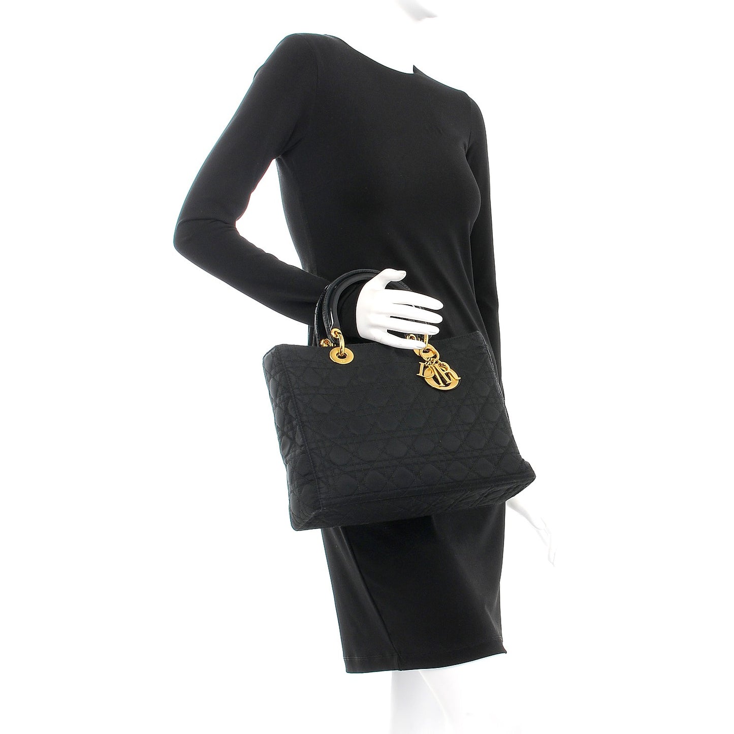 Nylon Cannage Large Lady Dior Black