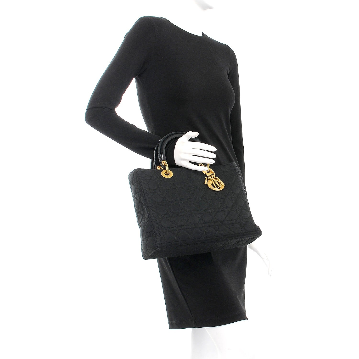 Christian Dior Nylon Cannage Large Lady Dior Black 2 of 12
