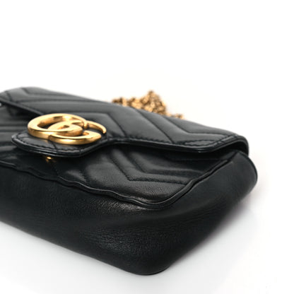 Gucci Calfskin Matelasse Super Mini GG Marmont Shoulder Bag Black 9 of 9