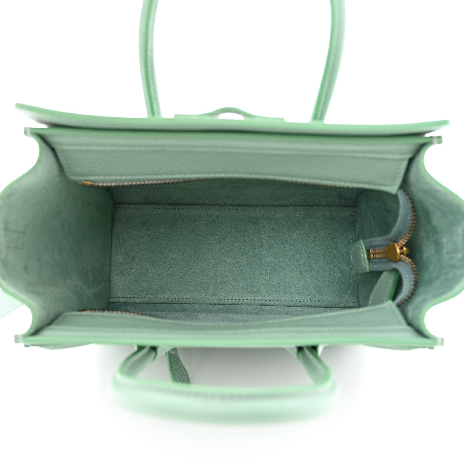 Celine Drummed Calfskin Nano Luggage Celadon 5 of 10