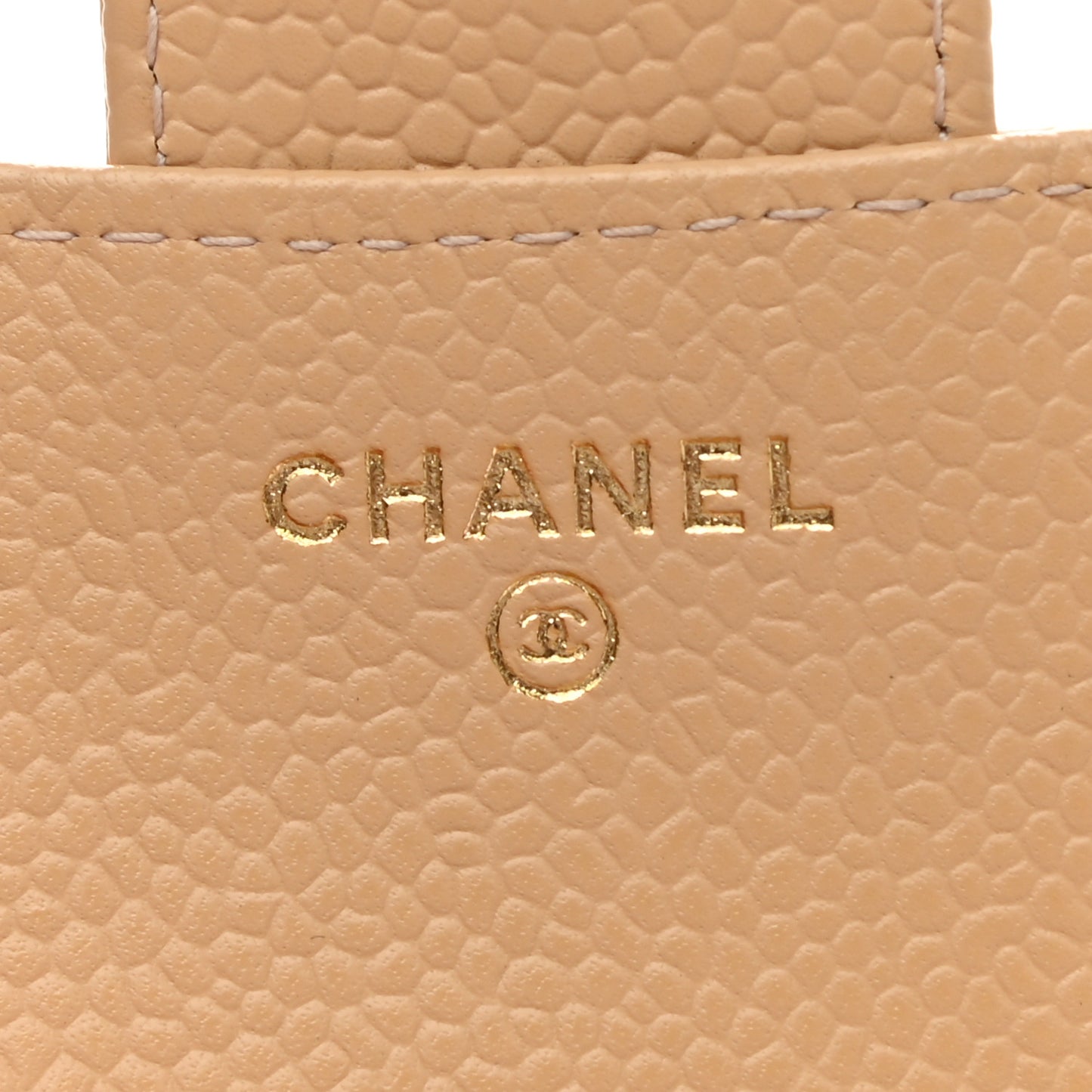 Caviar Quilted Compact Flap Wallet Beige