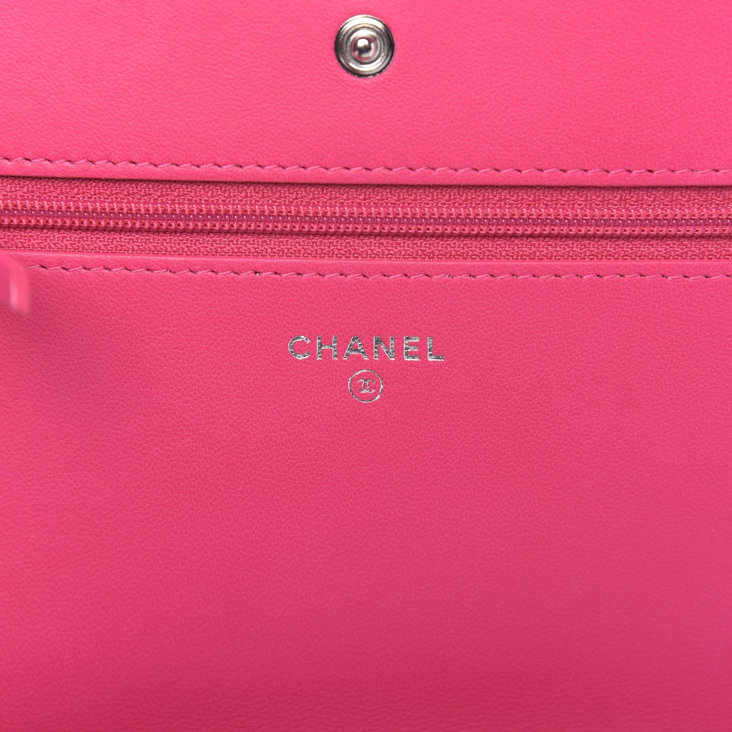 Lambskin Quilted Diamond CC Wallet On Chain WOC Pink