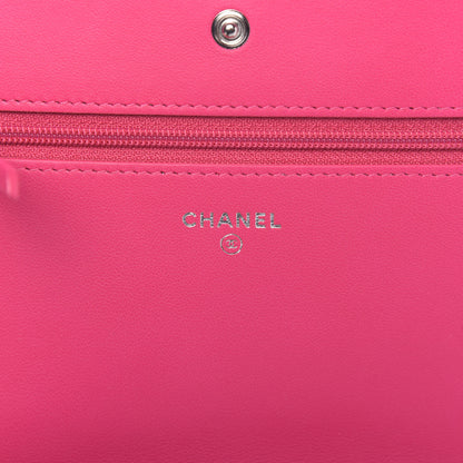 Chanel Lambskin Quilted Diamond CC Wallet On Chain WOC Pink 7 of 10