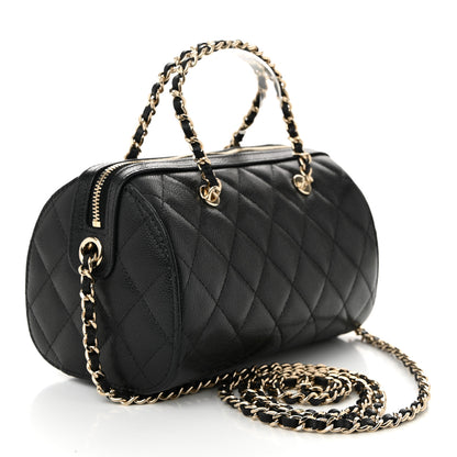 Chanel Caviar Quilted Barrel Clutch With Chain Black 3 of 11