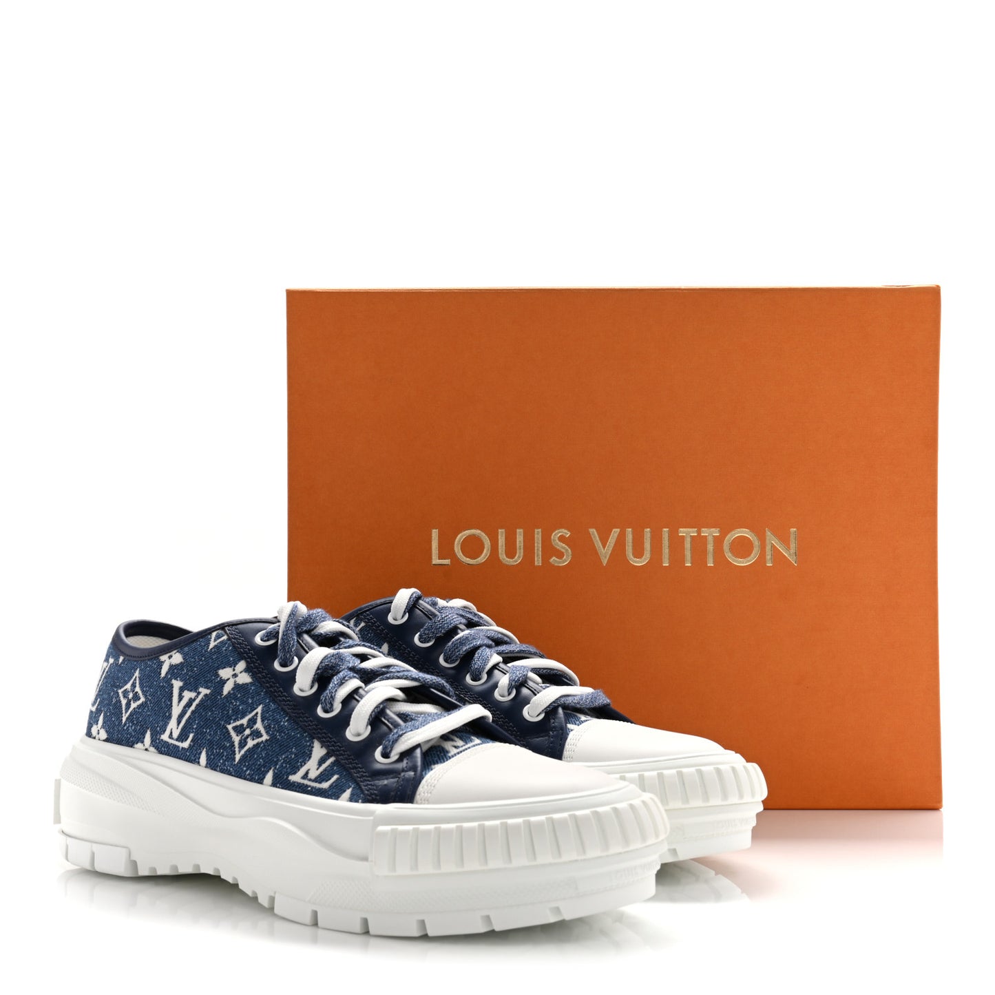 Denim Monogram Squad Sneakers 40 Marine