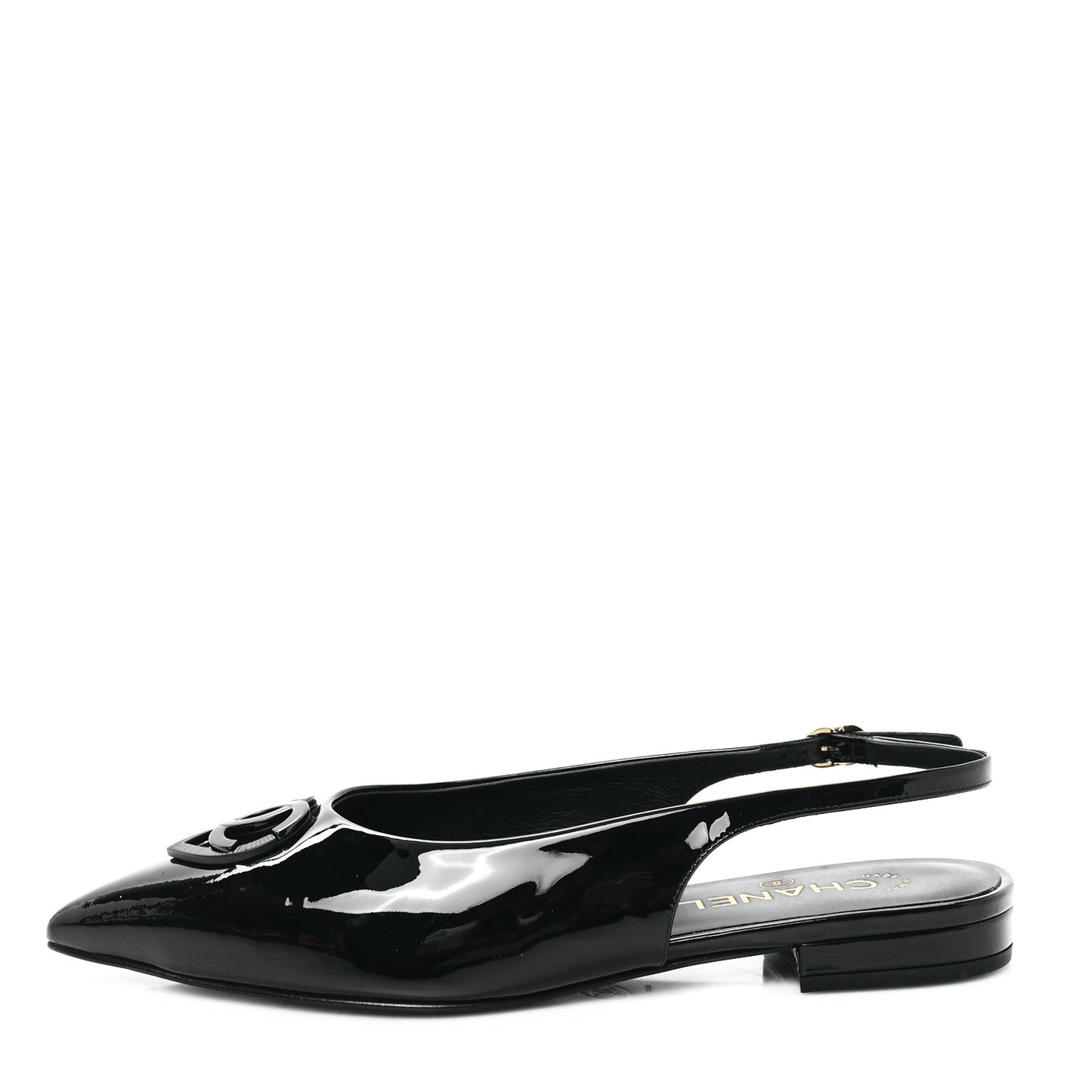 Patent Heart CC Slingback Flats 37.5 Black