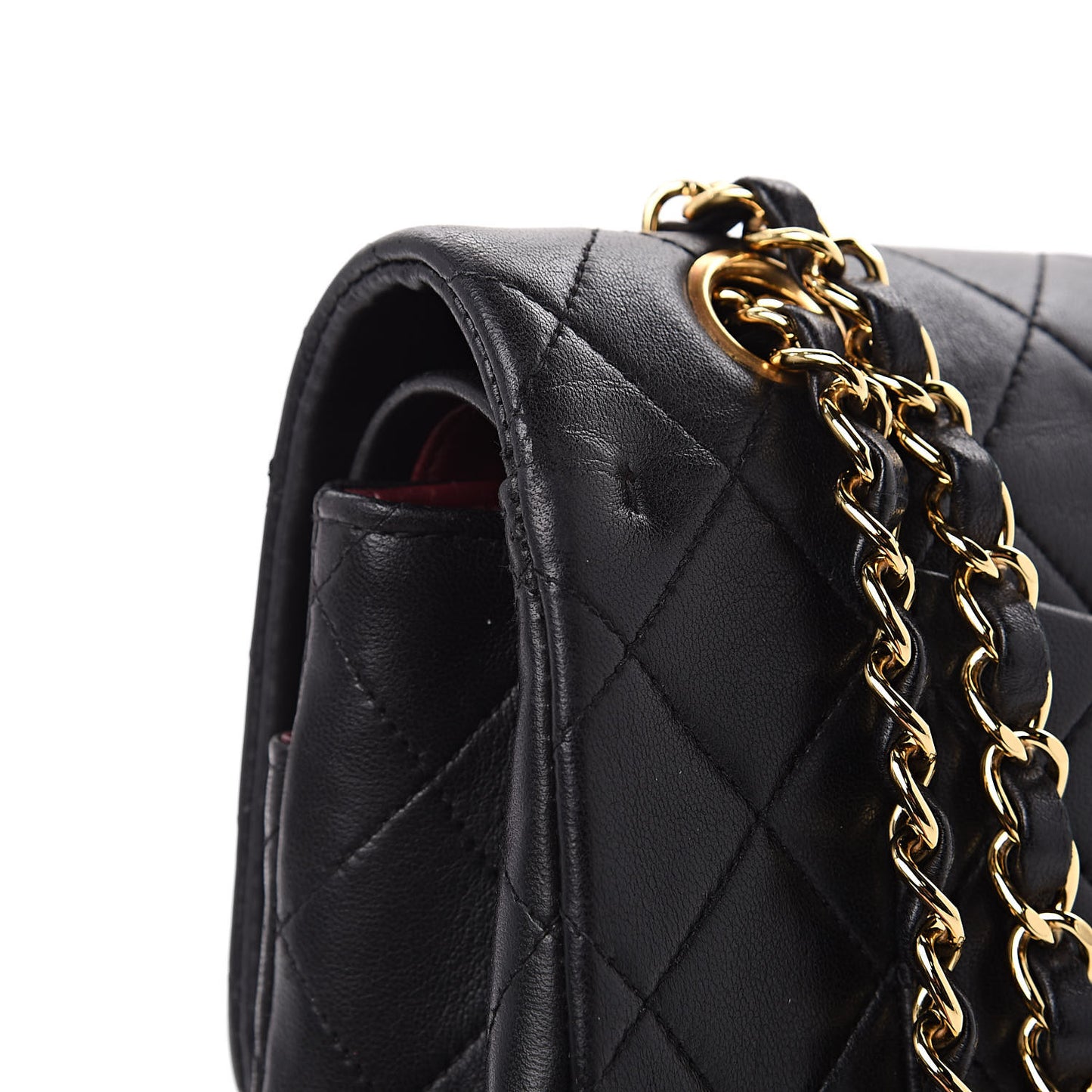 Lambskin Quilted Medium Double Flap Black