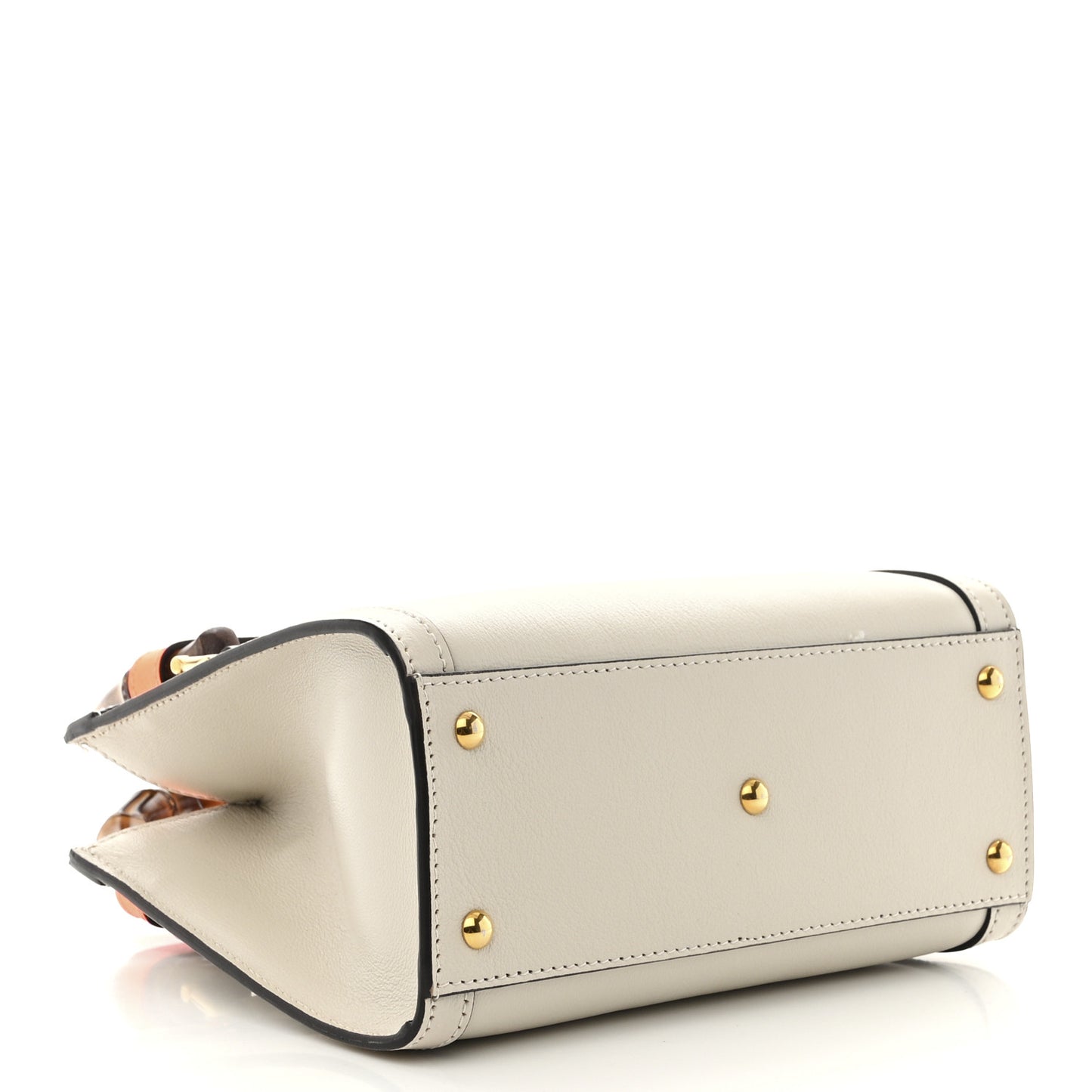 Wonka Grain Calfskin Mini Diana Tote Bag Mystic White Orange Fluo