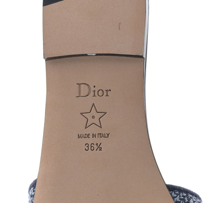 Christian Dior Canvas Tie and Dior Embroidered Dway Flat Slide Sandals 36.5 Denim 6 of 8
