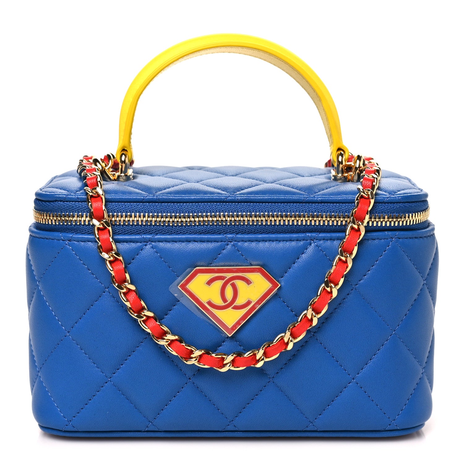 Chanel Lambskin Quilted Superman Top Handle Vanity  Blue Red Yellow 1 of 9