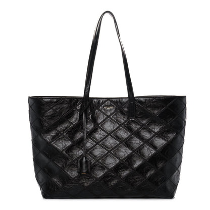 Saint Laurent Crinkled Calfskin Quilted East West Shopping Tote Black 1 of 11