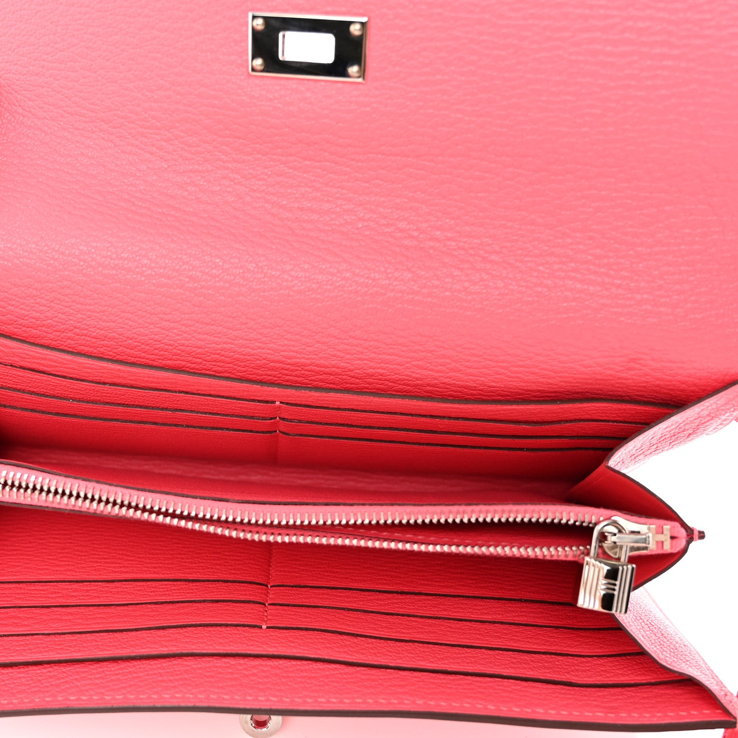 Hermes Chevre Mysore Kelly Longue Wallet Rose Lipstick 5 of 8